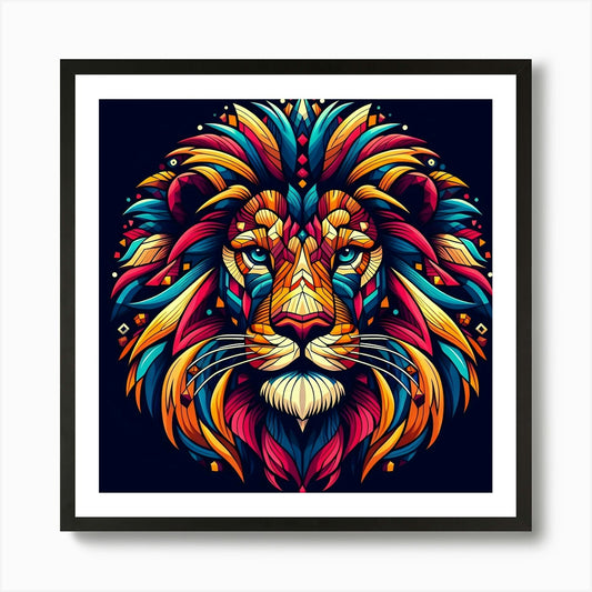 Colorful Lion Head Art Print Framed Wall Art Poster Canvas Print Picture