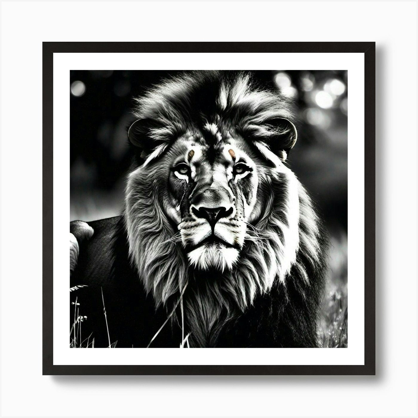 Lion In The Grass 7 Art Print Framed Wall Art Poster Canvas Print Picture