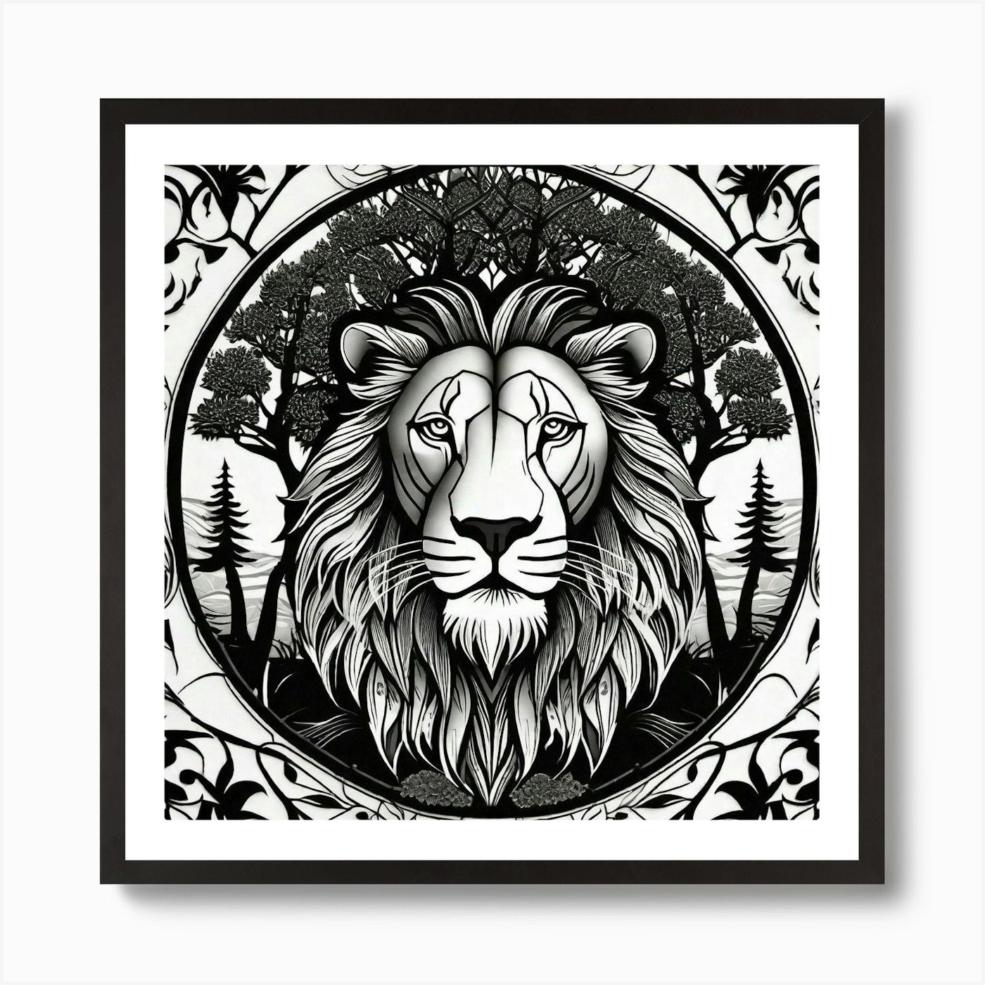 Lion In The Forest 30 Art Print Framed Wall Art Poster Canvas Print Picture