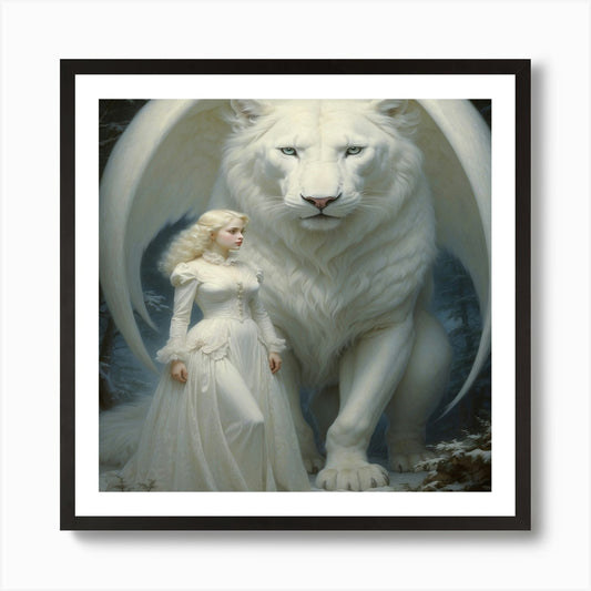 White Lion Art Print Framed Wall Art Poster Canvas Print Picture