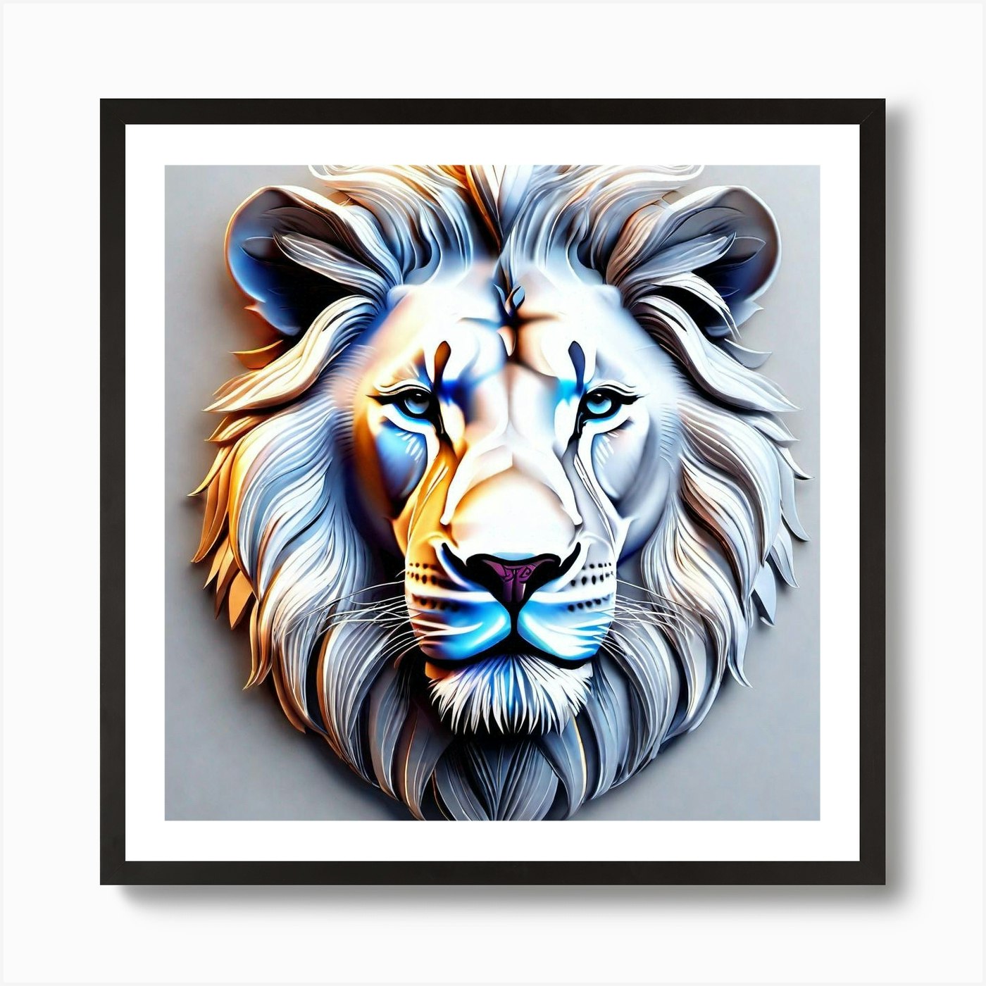 Lion Head 46 Art Print Framed Wall Art Poster Canvas Print Picture