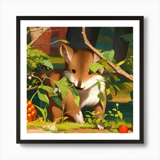 The Fox Who Thought It was a Lion C Framed Wall Art Poster Canvas Print Picture