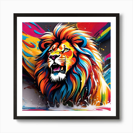 Colorful Lion Painting Art Print Framed Wall Art Poster Canvas Print Picture