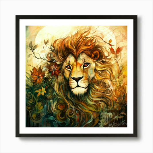Boho Lion - Lion Brand Art Print Framed Wall Art Poster Canvas Print Picture