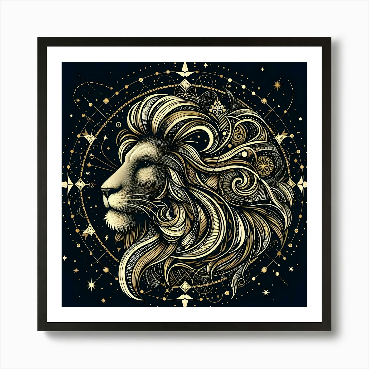 Zodiac Lion Art Print Framed Wall Art Poster Canvas Print Picture