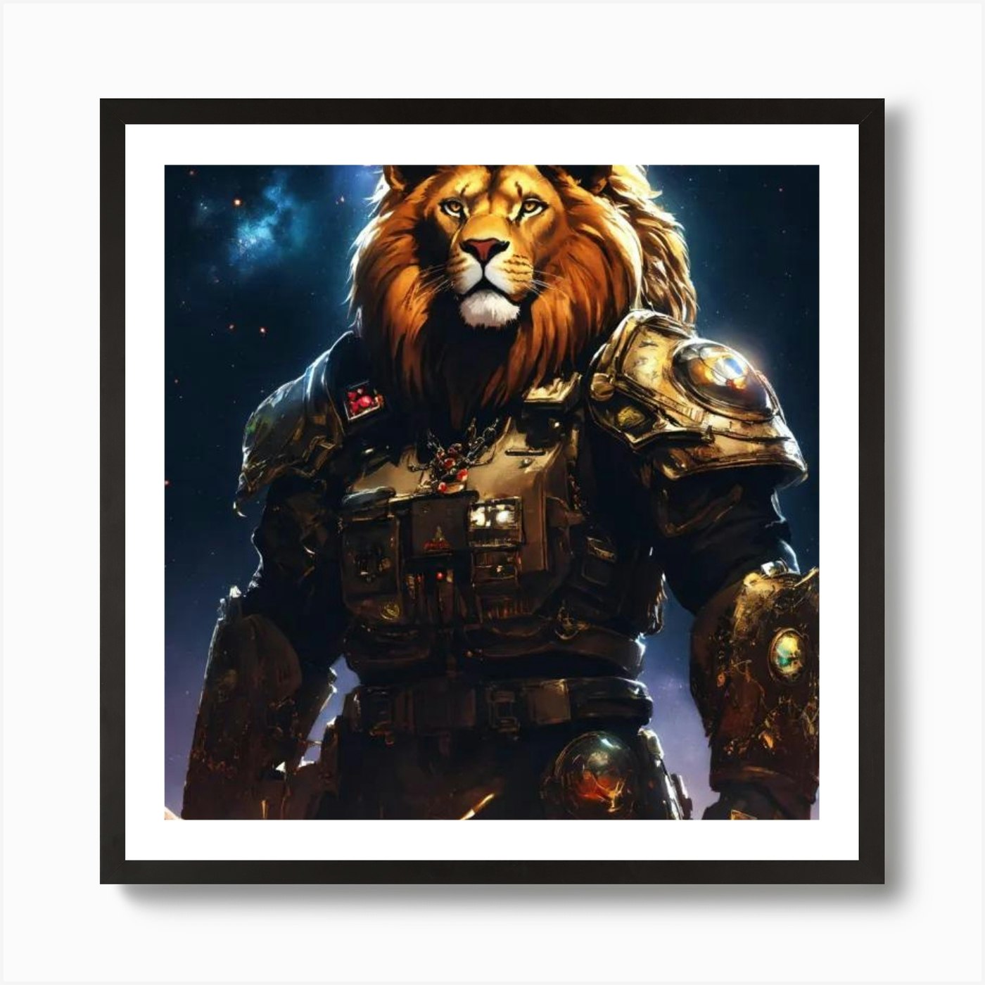 Space Lion Art Print Framed Wall Art Poster Canvas Print Picture