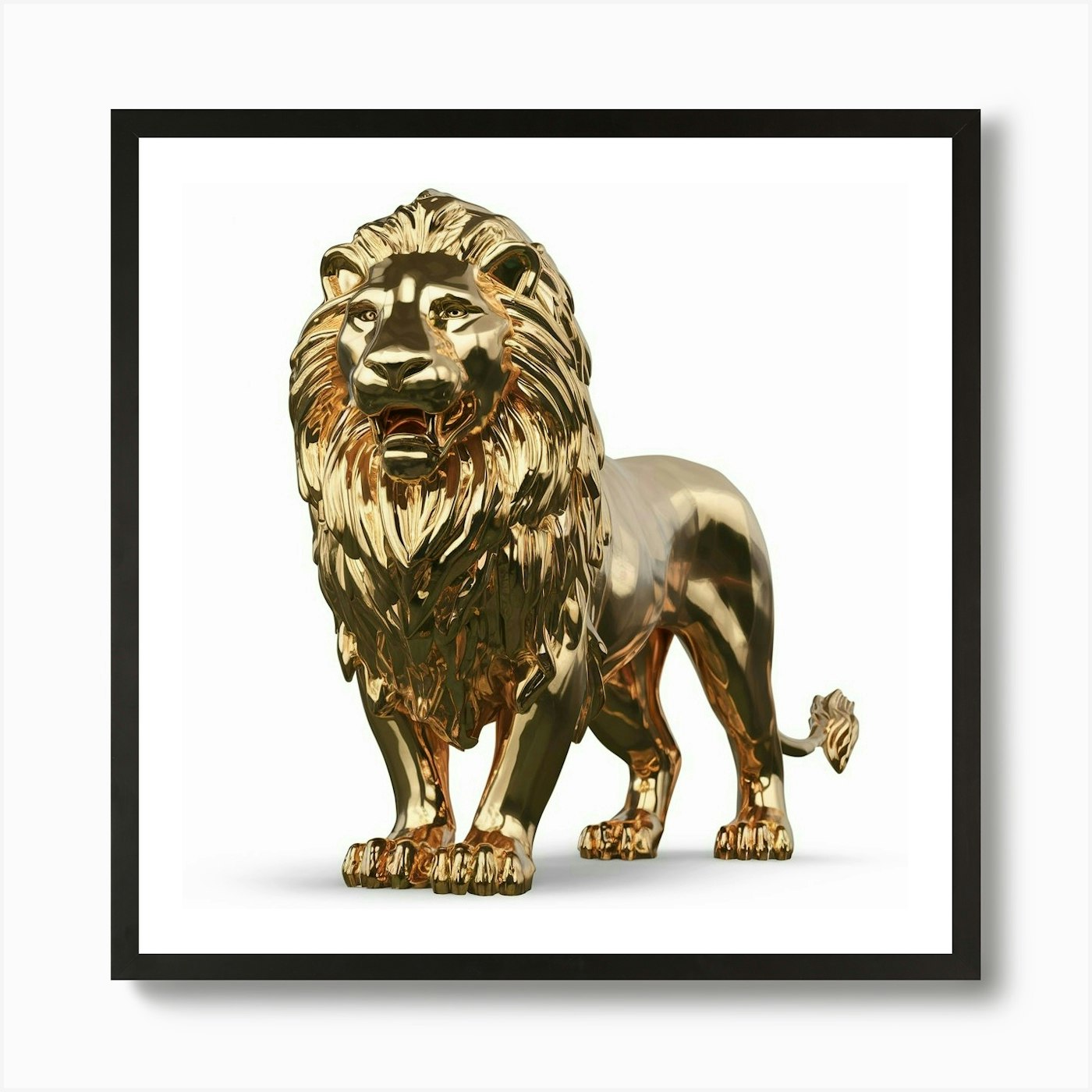 Gold Lion Art Print Framed Wall Art Poster Canvas Print Picture