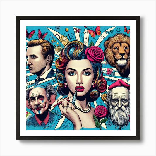 Woman With A Lion Art Print Framed Wall Art Poster Canvas Print Picture