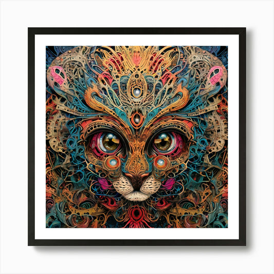 Psychedelic Lion art print Art Prin Framed Wall Art Poster Canvas Print Picture