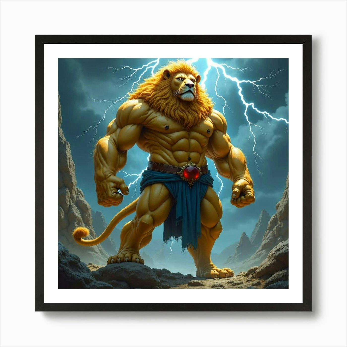 Lion Of The Gods Art Print Framed Wall Art Poster Canvas Print Picture