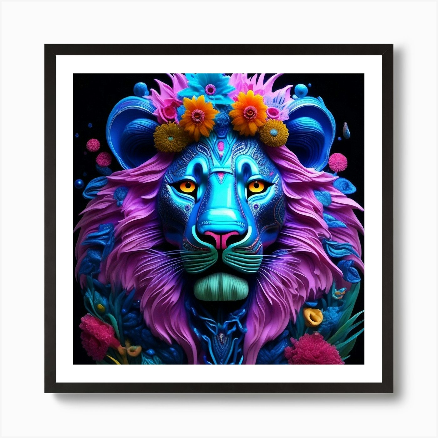 Lion Head Art Print Framed Wall Art Poster Canvas Print Picture