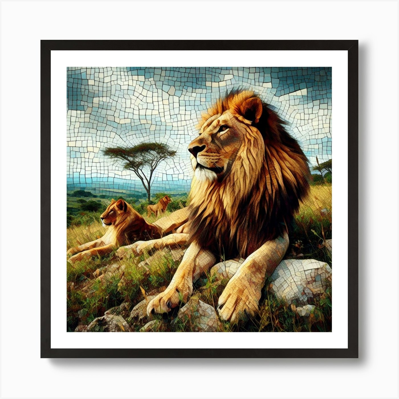 Lion King Mosaic Art Print Framed Wall Art Poster Canvas Print Picture