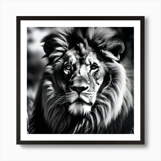 Black And White Lion Art Print Framed Wall Art Poster Canvas Print Picture