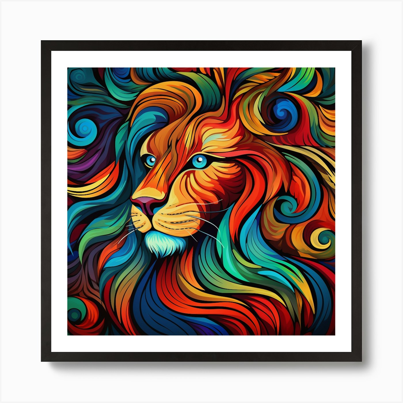 Colorful Lion 1 Art Print Framed Wall Art Poster Canvas Print Picture