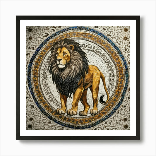 Lion Mosaic Pattern Art Print Framed Wall Art Poster Canvas Print Picture