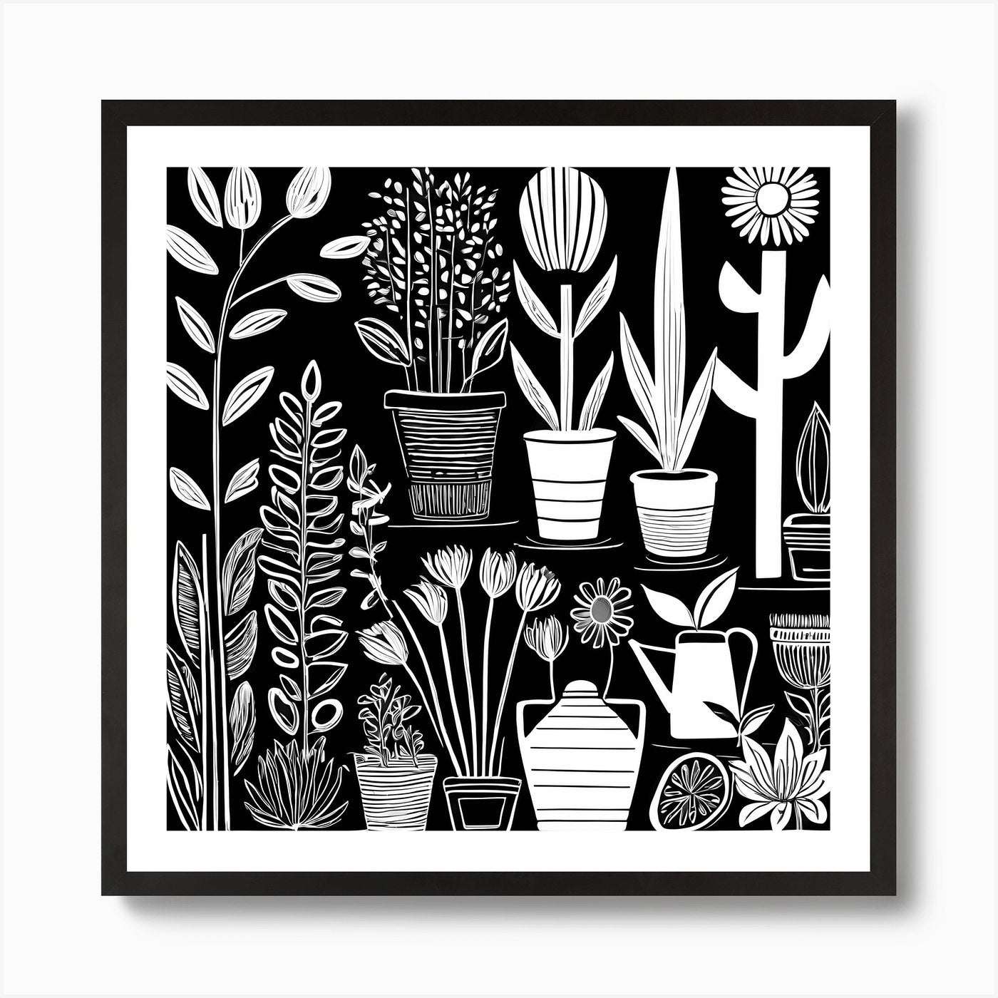 Lion cut inspired Black and white G Framed Wall Art Poster Canvas Print Picture