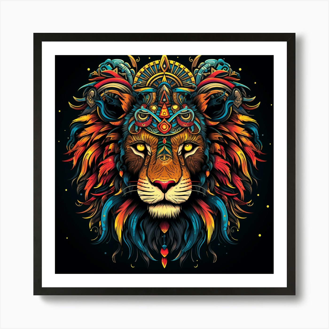 Lion Head 9 Art Print Framed Wall Art Poster Canvas Print Picture