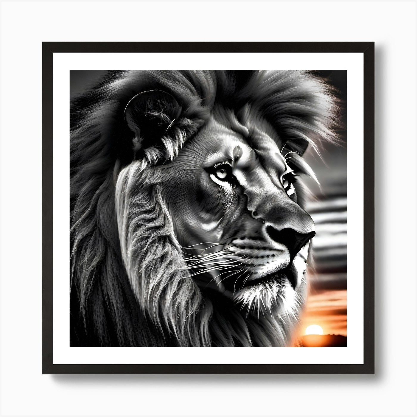 Lion At Sunset 12 Art Print Framed Wall Art Poster Canvas Print Picture