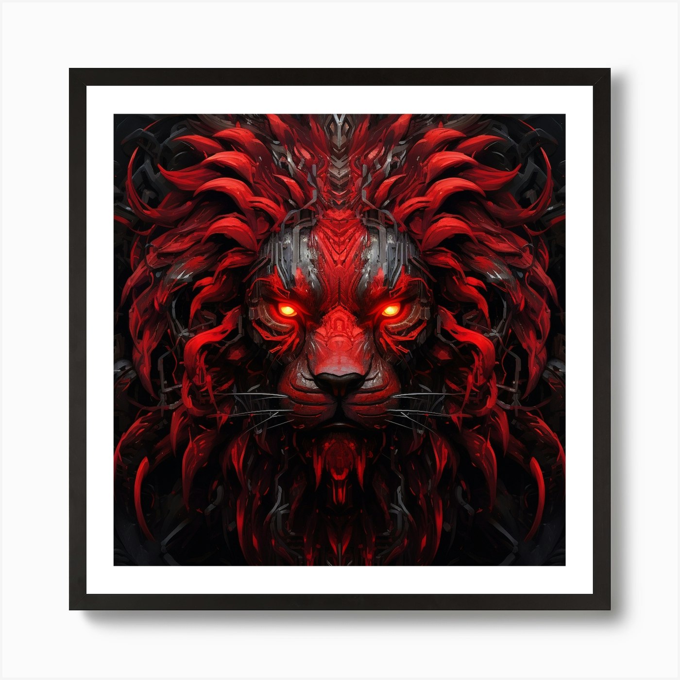 Armadiler Lion Futuristic Style Hyp Framed Wall Art Poster Canvas Print Picture