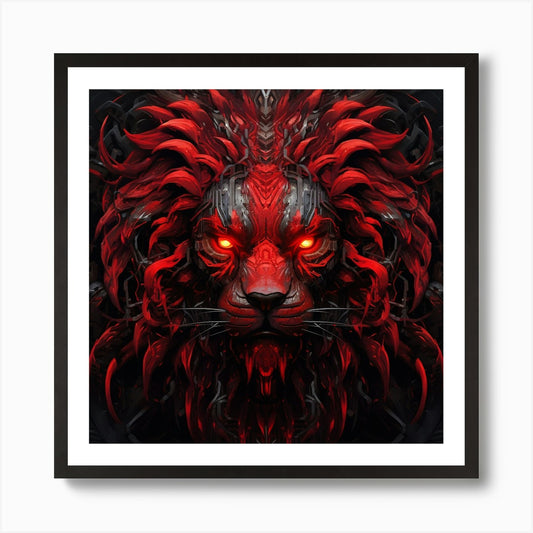 Armadiler Lion Futuristic Style Hyp Framed Wall Art Poster Canvas Print Picture