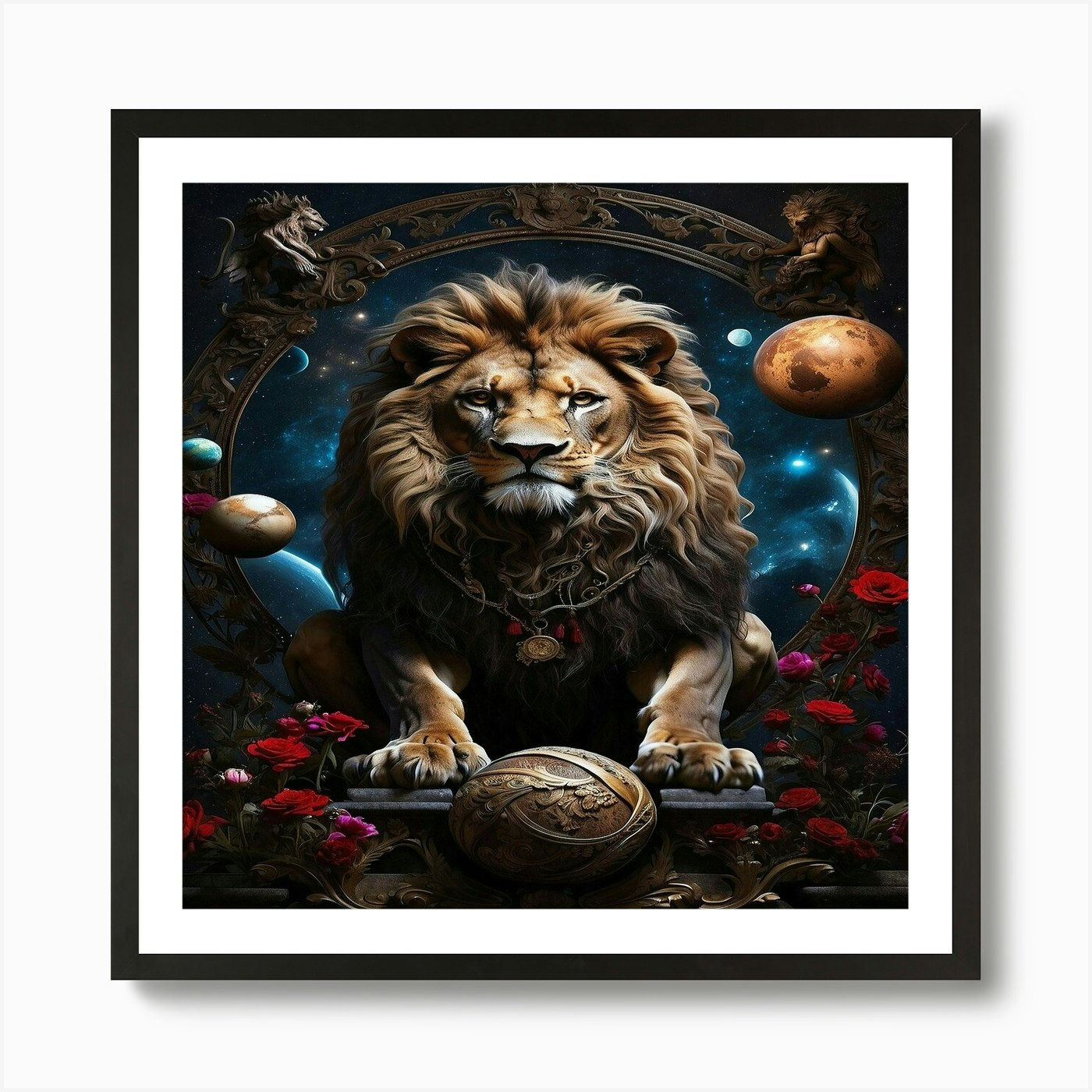 Lion Of The Zodiac Art Print Framed Wall Art Poster Canvas Print Picture