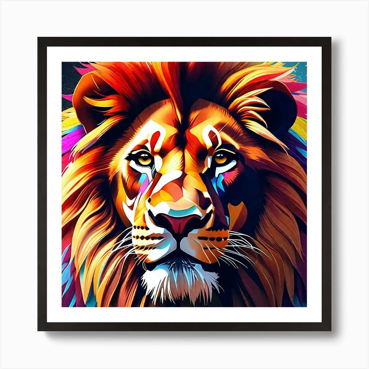 Colorful Lion 13 Art Print Framed Wall Art Poster Canvas Print Picture