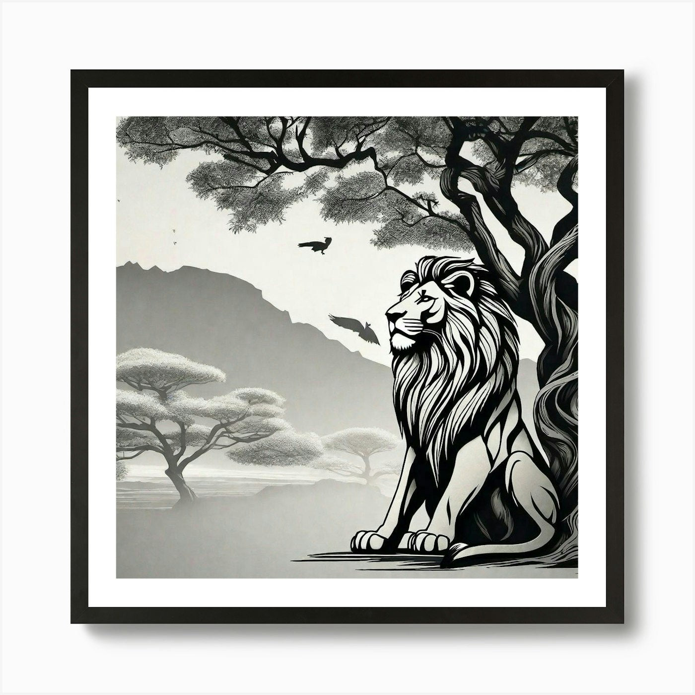 Lion In The Forest 34 Art Print Framed Wall Art Poster Canvas Print Picture