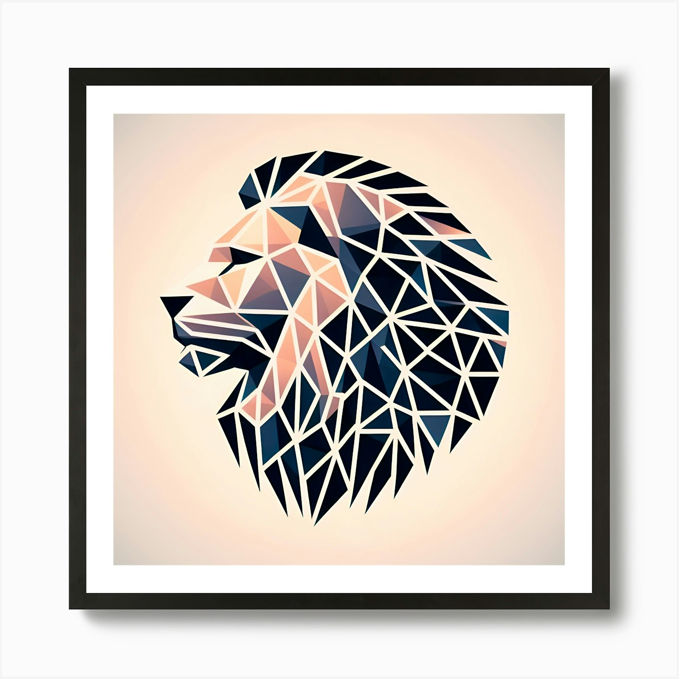 Geometric Lion Head Art Print Framed Wall Art Poster Canvas Print Picture