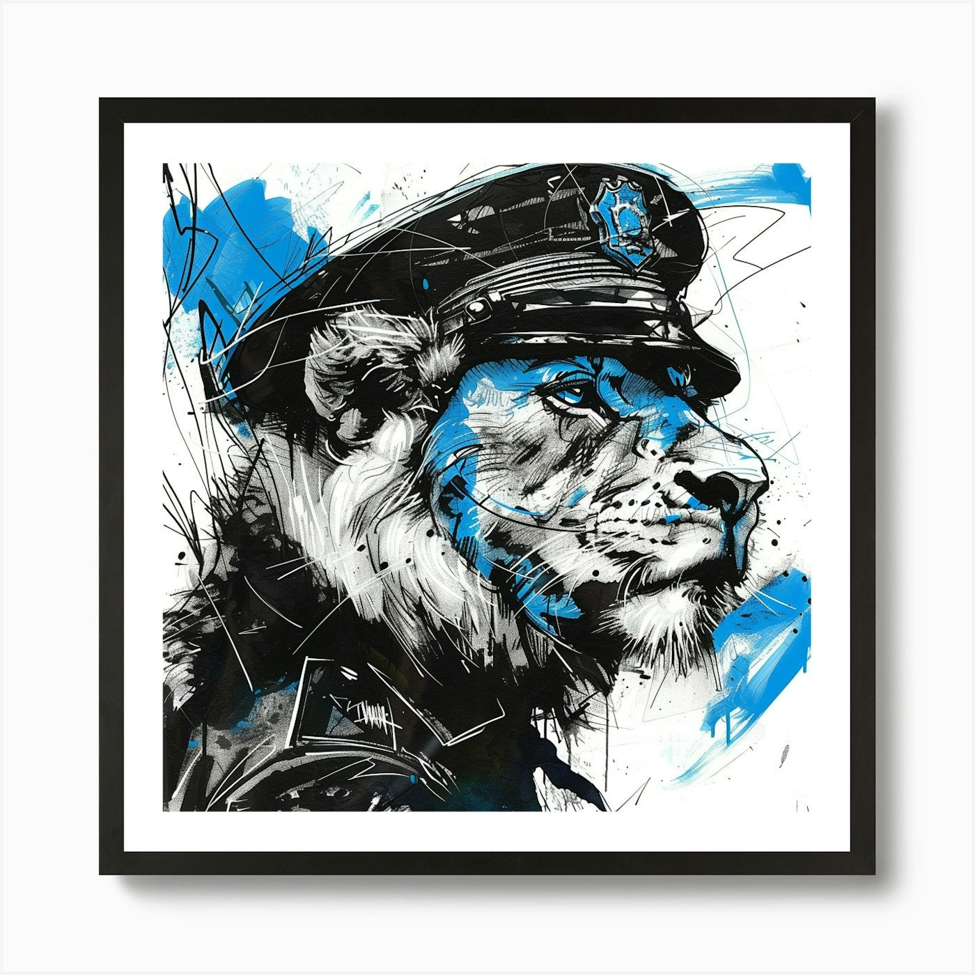 Police Lion 1 Art Print Framed Wall Art Poster Canvas Print Picture