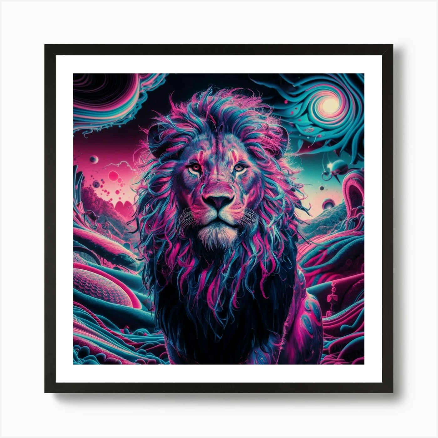 Psychedelic Lion Art Print Framed Wall Art Poster Canvas Print Picture
