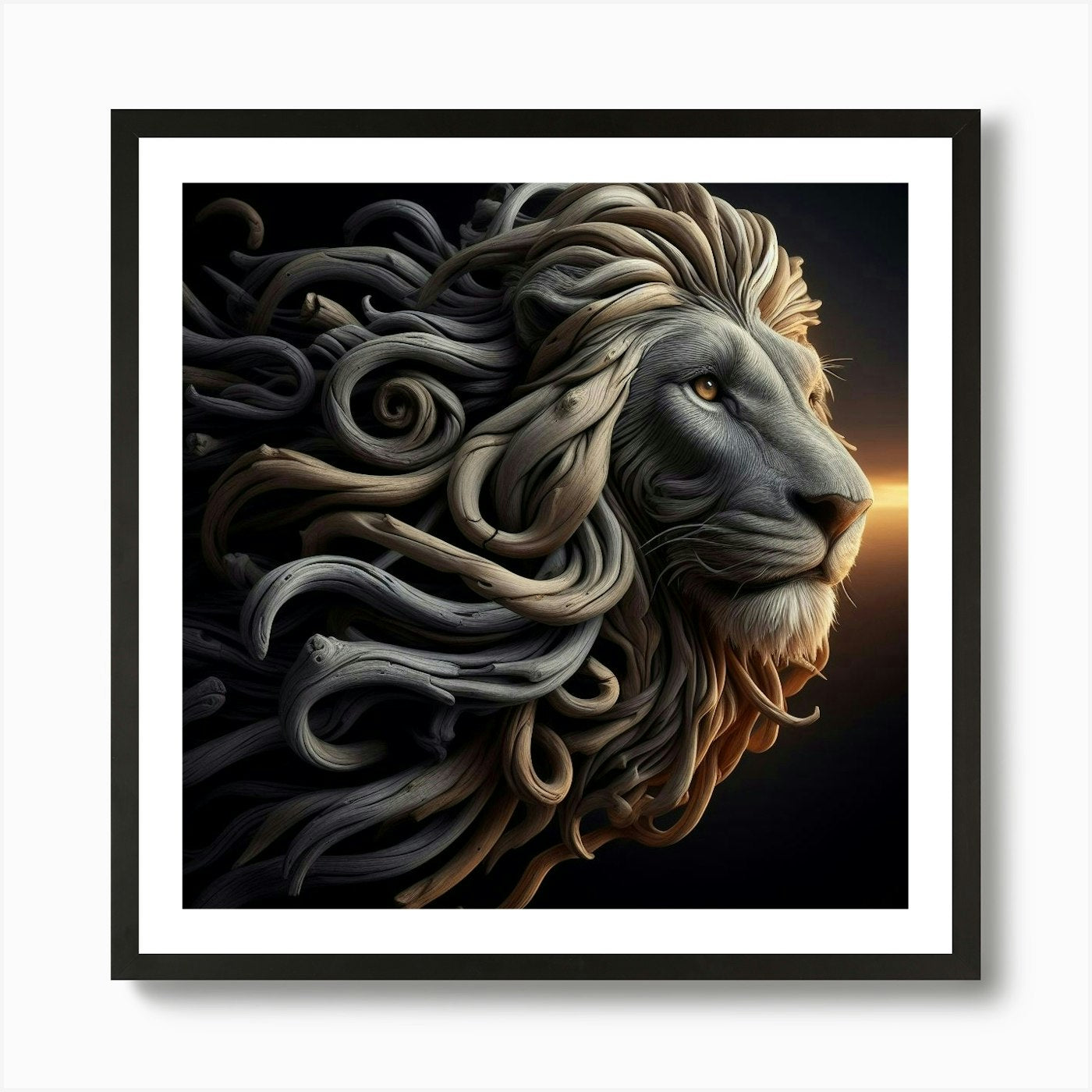 Lion Head 3 Art Print Framed Wall Art Poster Canvas Print Picture