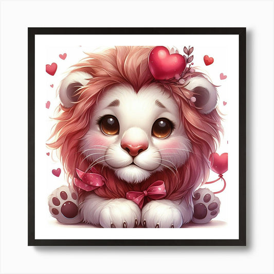 Valentine's Day, Lion 1 Art Print Framed Wall Art Poster Canvas Print Picture