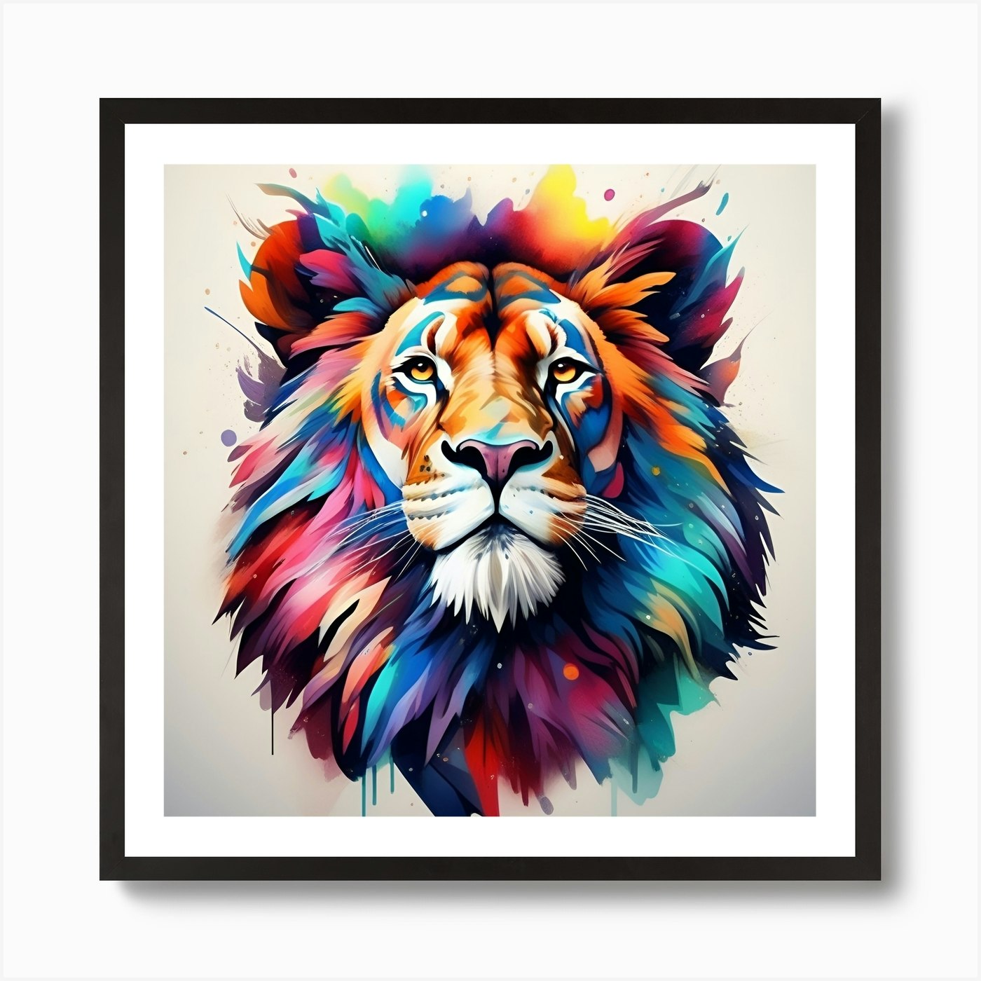 Colorful Lion Head Art Print Framed Wall Art Poster Canvas Print Picture