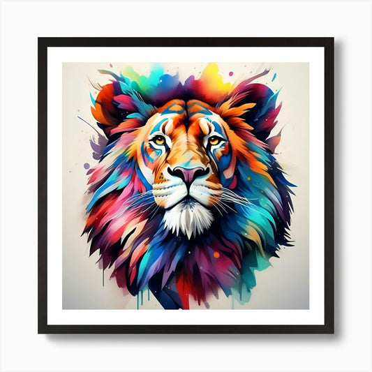Colorful Lion Head Art Print Framed Wall Art Poster Canvas Print Picture