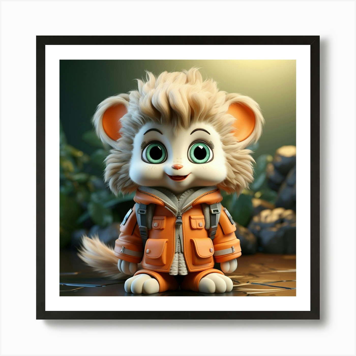 Cute Lion 3 Art Print Framed Wall Art Poster Canvas Print Picture