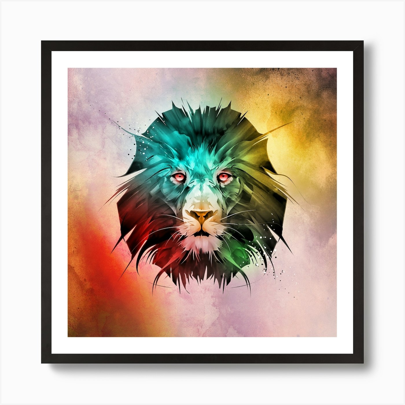 Lion Art Illustration In A Photomon Framed Wall Art Poster Canvas Print Picture