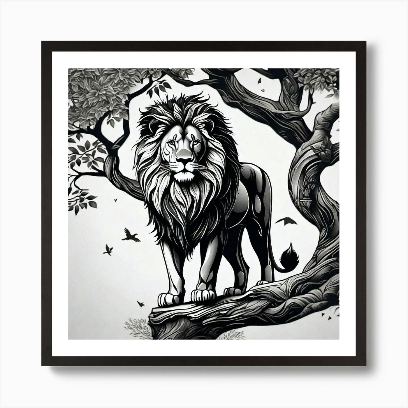 Lion In The Tree 12 Art Print Framed Wall Art Poster Canvas Print Picture