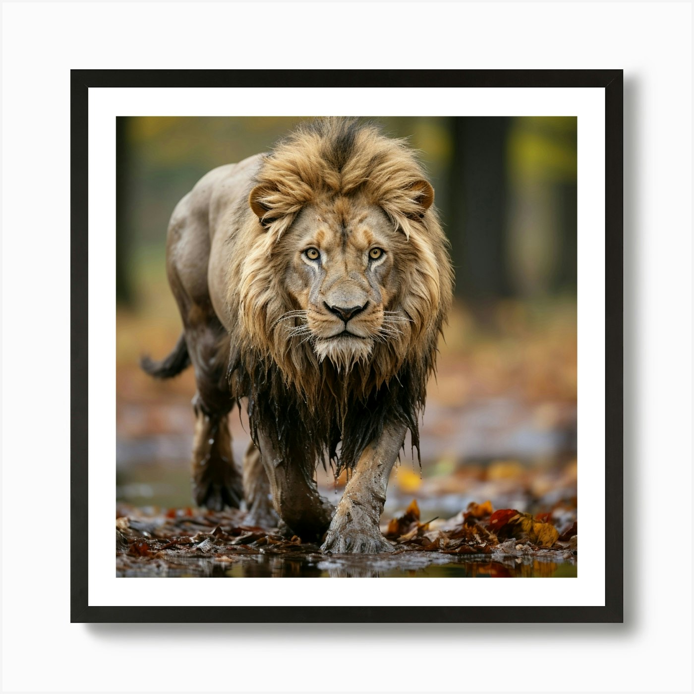 Lion In The Forest 4 Art Print Framed Wall Art Poster Canvas Print Picture