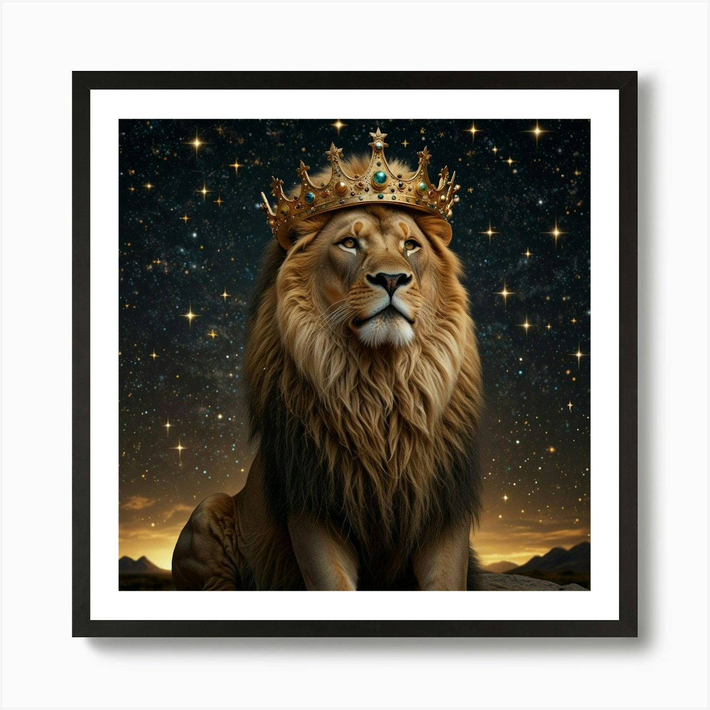 Lion With Crown 8 Art Print Framed Wall Art Poster Canvas Print Picture