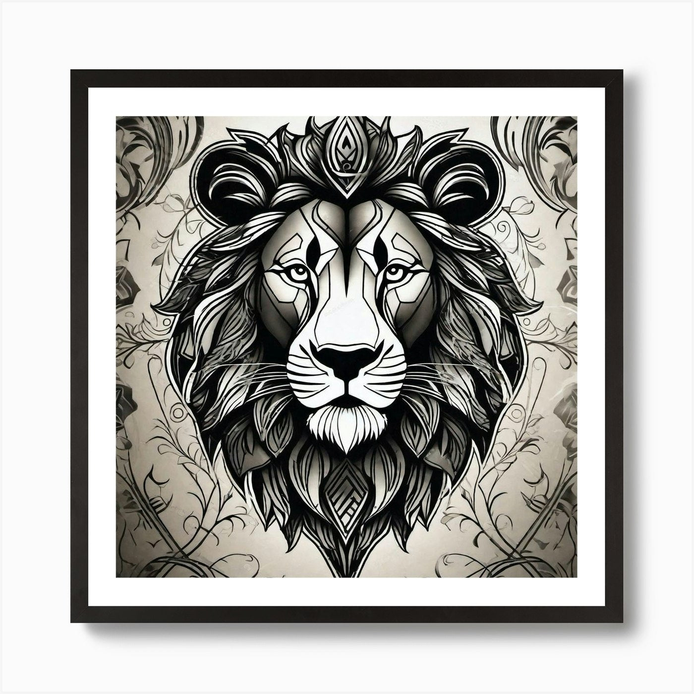Lion Head 13 Art Print Framed Wall Art Poster Canvas Print Picture