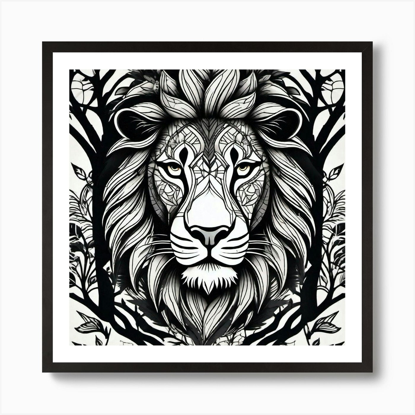 Lion In The Forest 38 Art Print Framed Wall Art Poster Canvas Print Picture