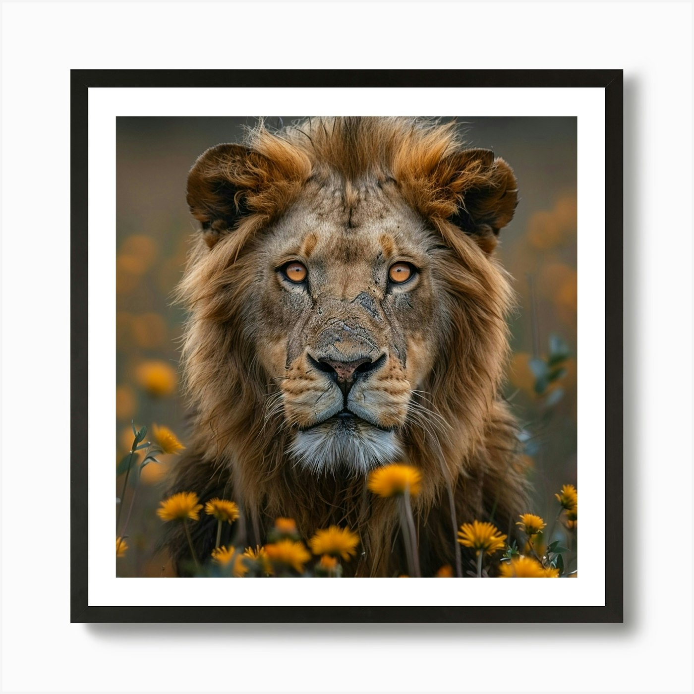 Lion In The Field 2 Art Print Framed Wall Art Poster Canvas Print Picture