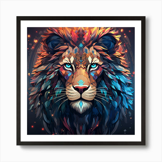 Abstract Lion Head Art Print Framed Wall Art Poster Canvas Print Picture