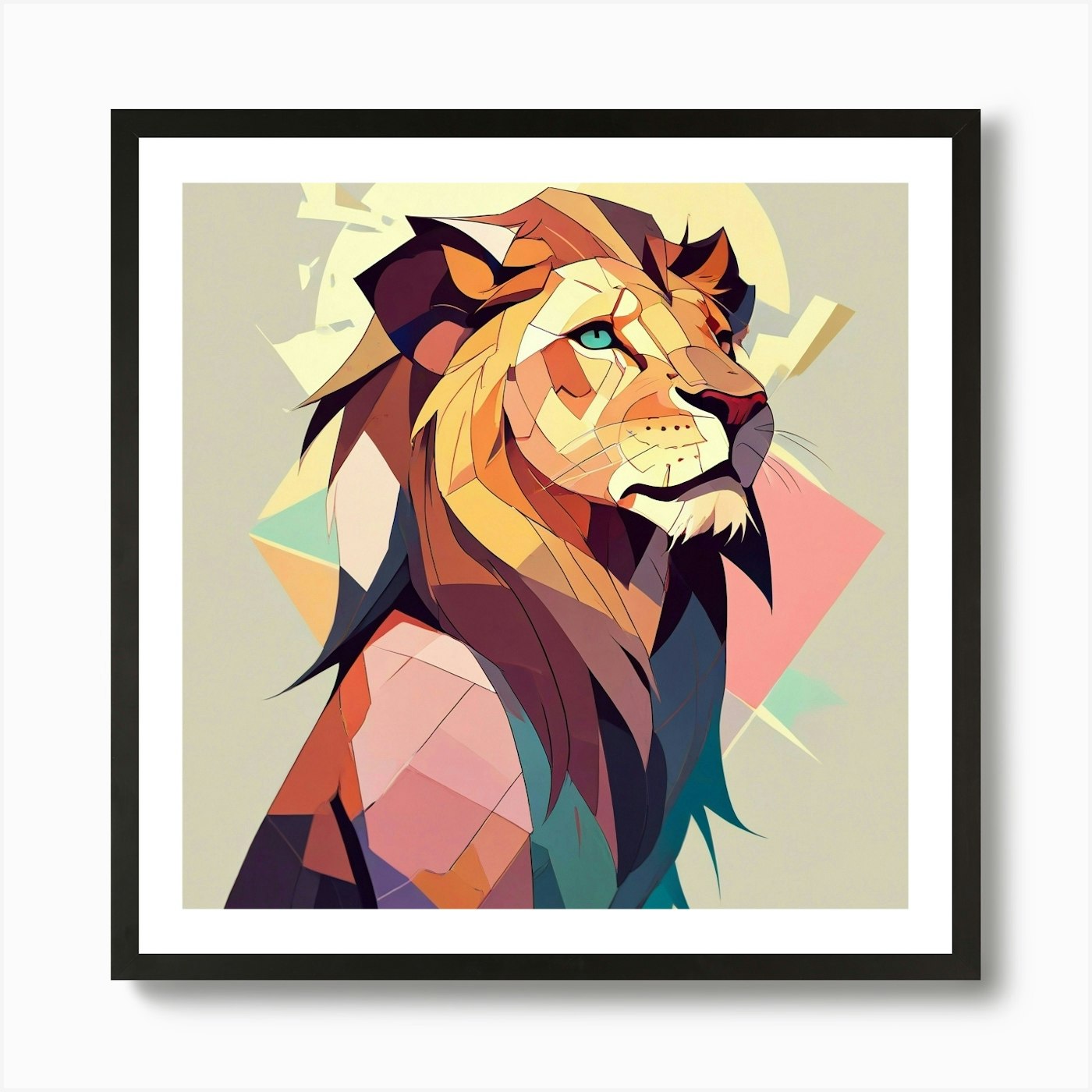 Cubism Art, Lion 1 Art Print Framed Wall Art Poster Canvas Print Picture