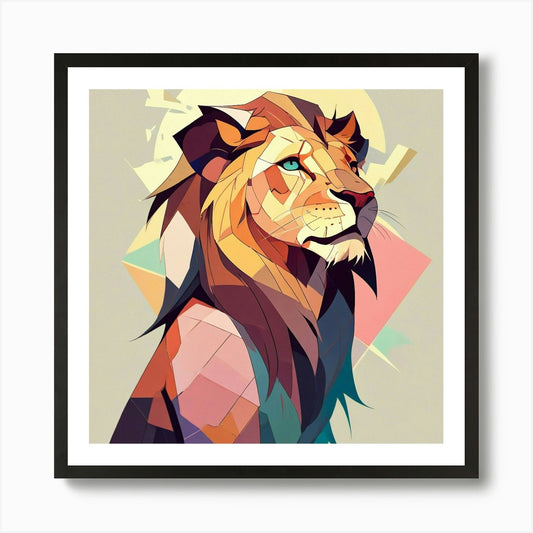 Cubism Art, Lion 1 Art Print Framed Wall Art Poster Canvas Print Picture