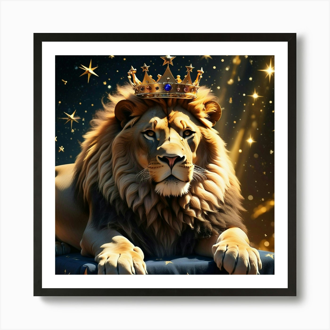Lion With Crown 6 Art Print Framed Wall Art Poster Canvas Print Picture