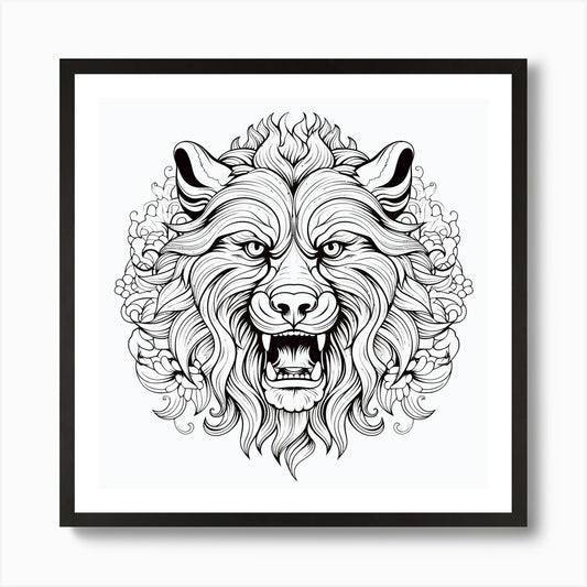 Lion Head 1 Art Print Framed Wall Art Poster Canvas Print Picture