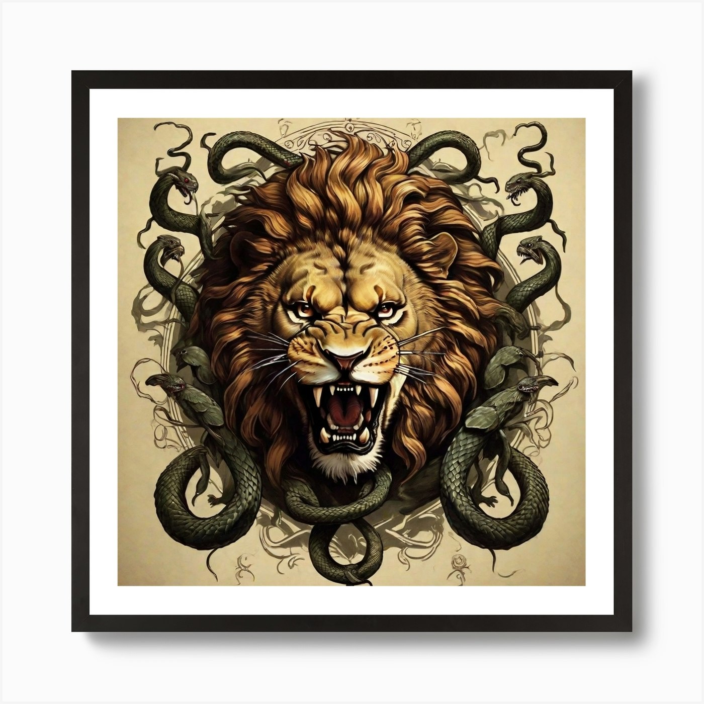 Lion Head Art Print Framed Wall Art Poster Canvas Print Picture