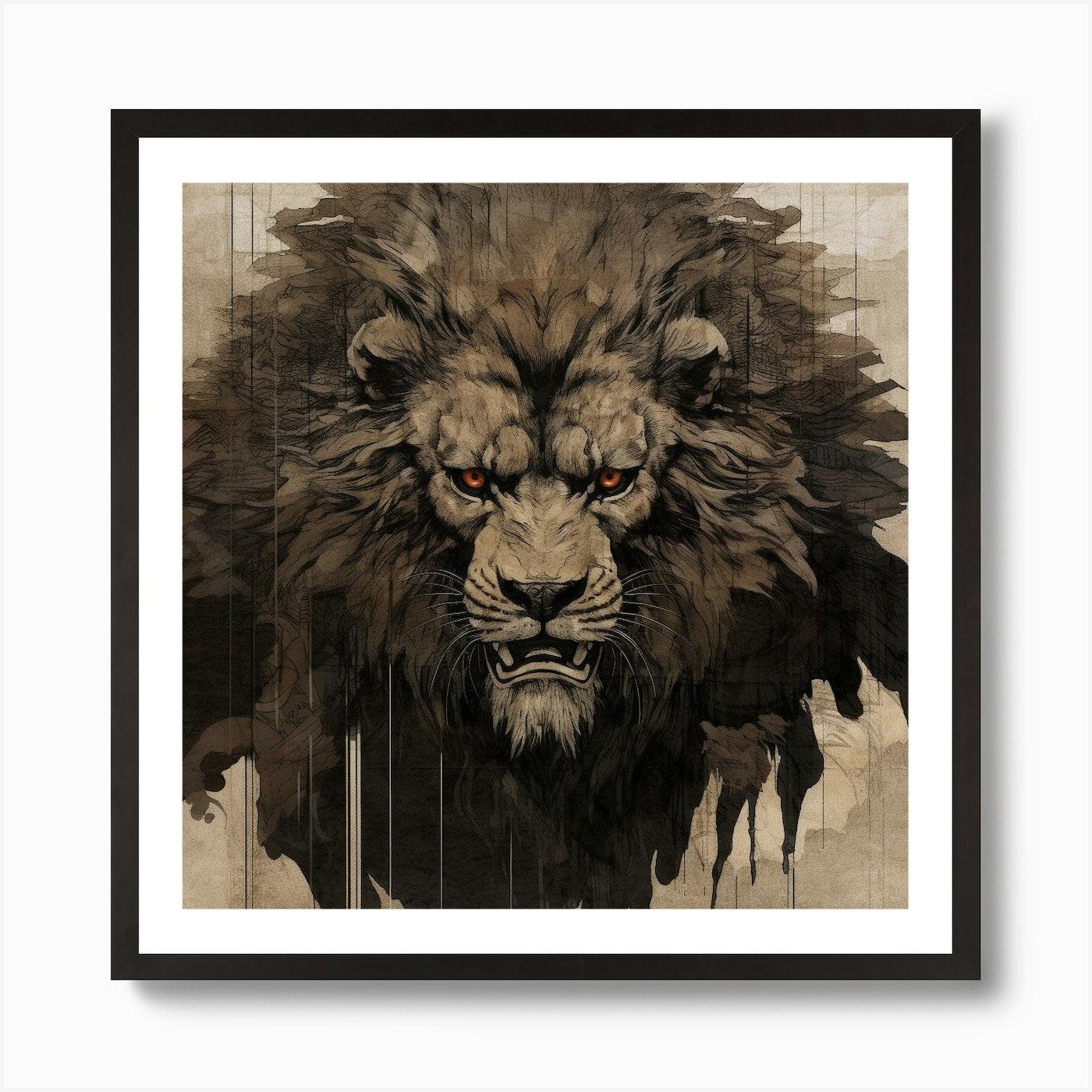 Lion Head 2 Art Print Framed Wall Art Poster Canvas Print Picture