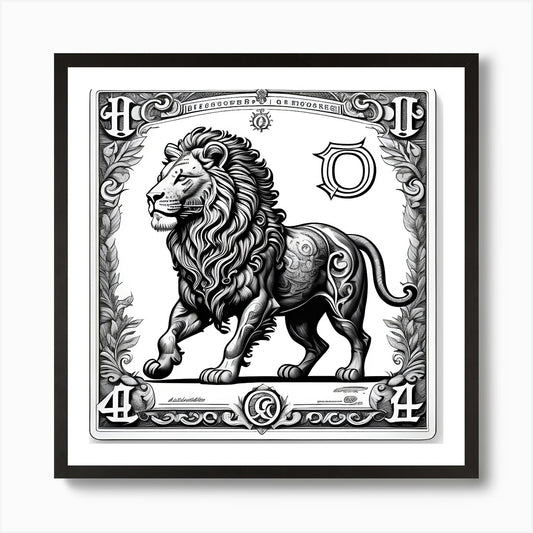 Lion Motif Vintage Art Art Print Framed Wall Art Poster Canvas Print Picture